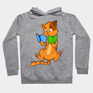 Cartoon cat reads books Hoodie